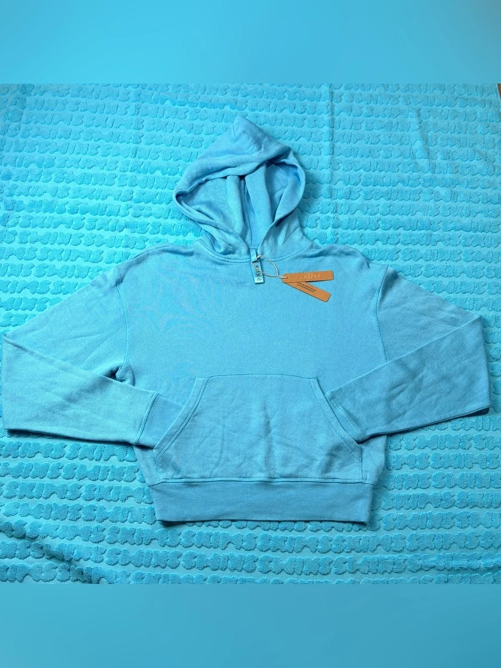 SKIMS Sport French Terry Crop Hoodie | Cyan | XS | NWT🏷️